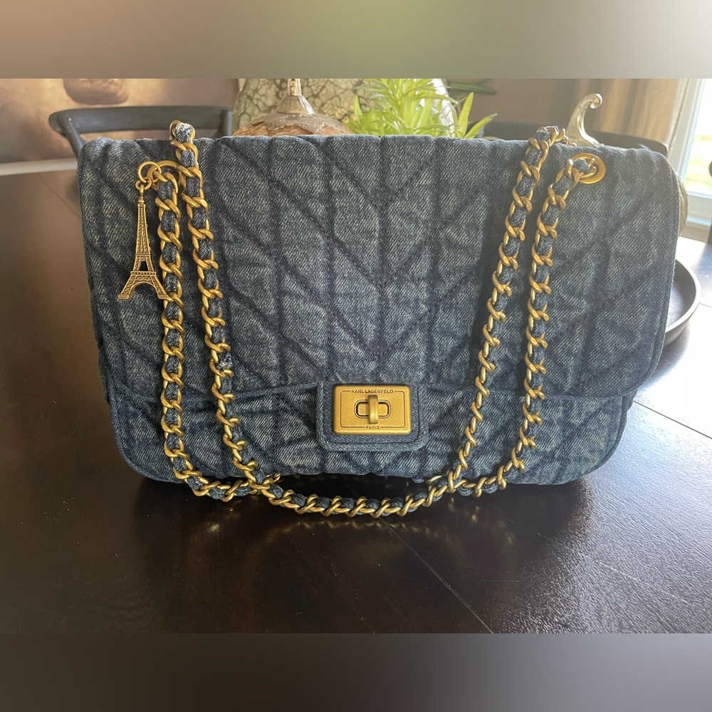 Karl Lagerfeld Paris Agyness Shoulder Denim Bag